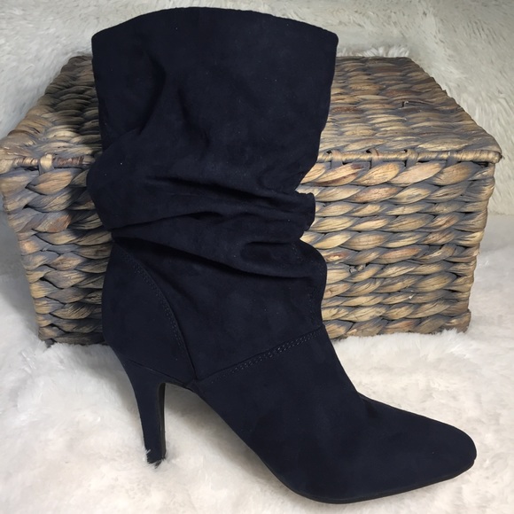 Style & Co. Shoes - Style & Co Faux Suede Navy Blue Slouch Booties 5.5